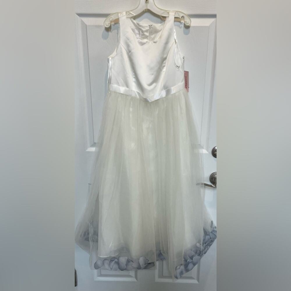David’s Bridal Trapped Tulle White Blue Sz 14. Jr Bridesmaid or Flower Girl $84 - Picture 3 of 9
